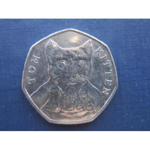 Монета 50 пенсов Великобритания 2017 фауна котёнок Том