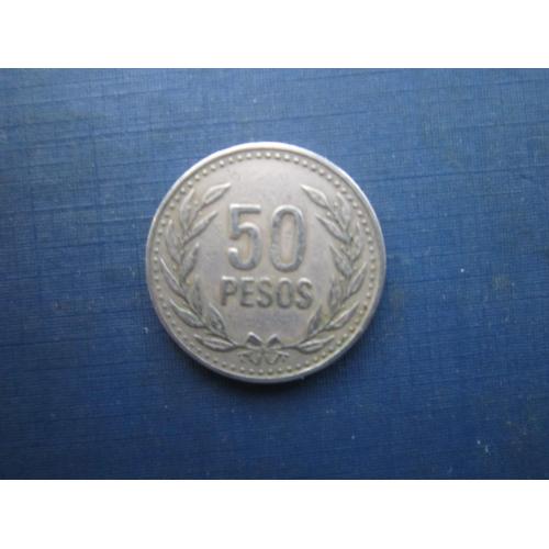 Монета 50 песо Колумбія 1989