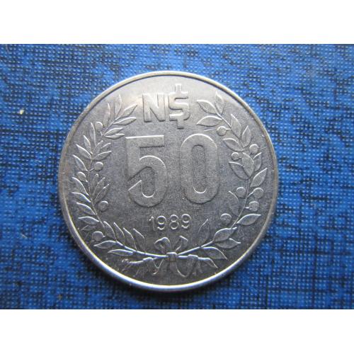 Монета 50 песо Уругвай 1989