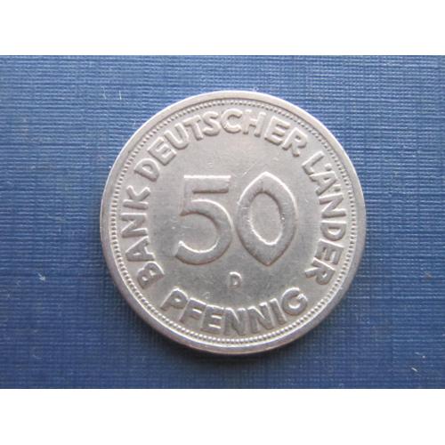 Монета 50 пфеннигов Германия ФРГ 1949 D