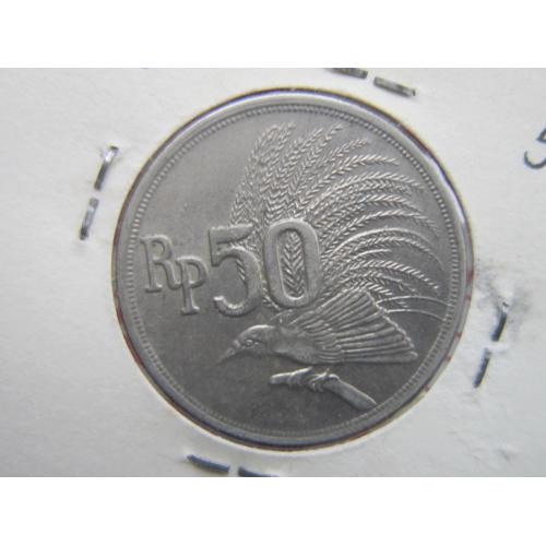 Монета 50 рупий Индонезия 1971 фауна птица