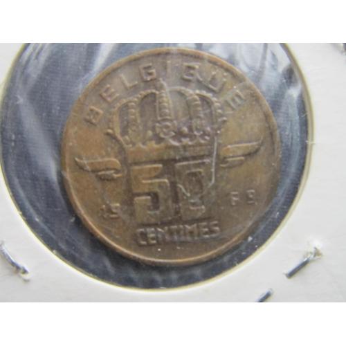 Монета 50 сантимов Бельгия 1969 французский тип