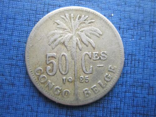 Монета 50 сантимов Бельгийское Конго 1925