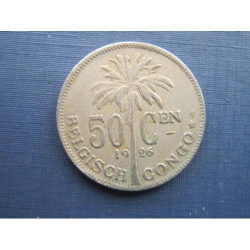 Монета 50 сантимов Бельгийское Конго 1926