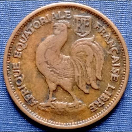 Монета 50 сантимов Экваториальная Африка французская 1943 фауна петух редкая