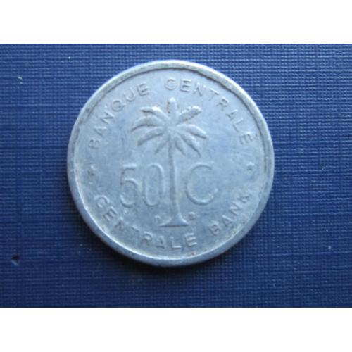 Монета 50 сантимов Конго Бельгийское 1954