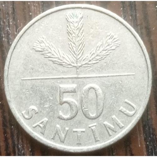 Монета 50 сантимов Латвия 1992