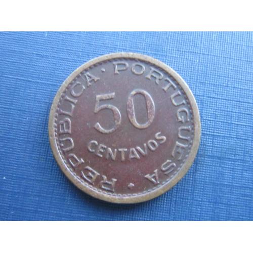Монета 50 сентаво Ангола Португальская 1953