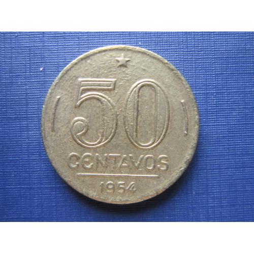 Монета 50 сентаво Бразилия 1954 президент Дутра