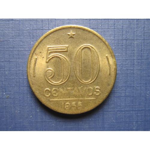 Монета 50 сентаво Бразилия 1955 президент Дутра