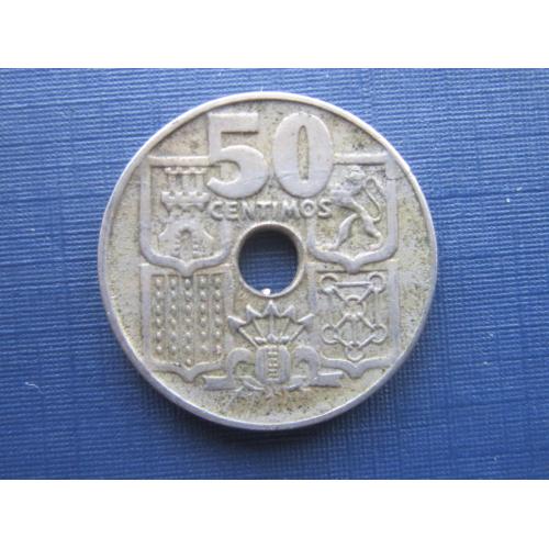 Монета 50 сентимо Испания 1949 якорь флот