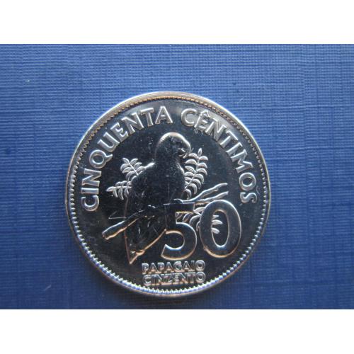 Монета 50 сентимо Сан-Томе и Принсипи 2017 фауна птица попугай