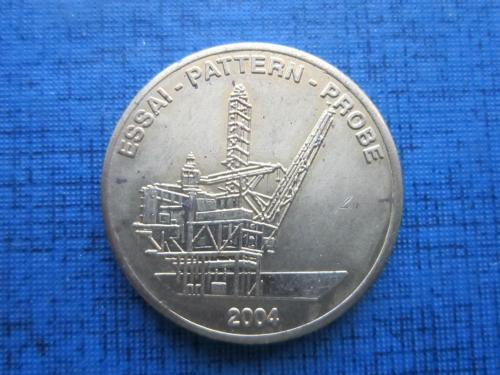 Монета 50 серос Норвегия 2004 Проба Европроба транспорт корабль нефтяная платформа