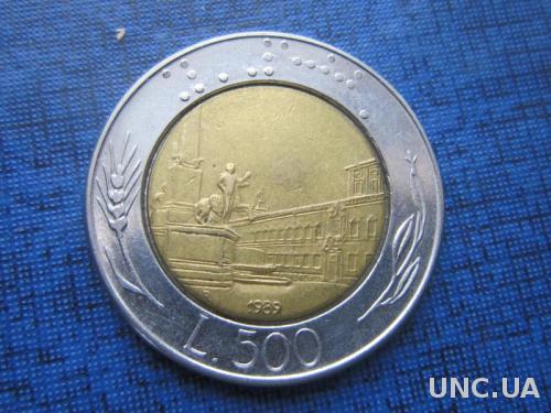 Монета 500 лир Италия 1989
