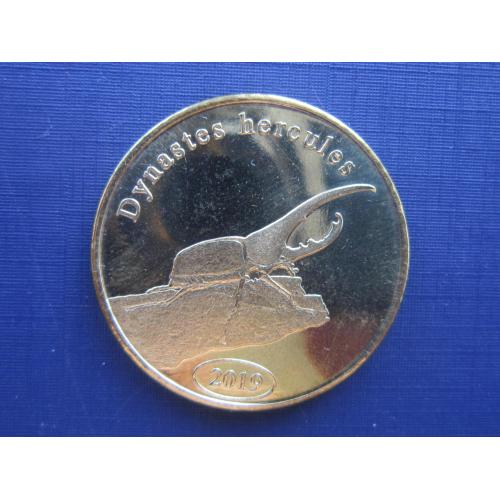 Монета 500 рупий северная Суматра 2018 фауна насекомые жуки жук-геркулес