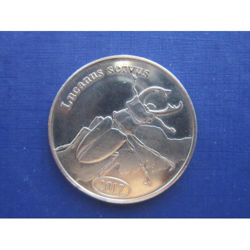 Монета 500 рупий северная Суматра 2019 фауна насекомые жуки жук-олень