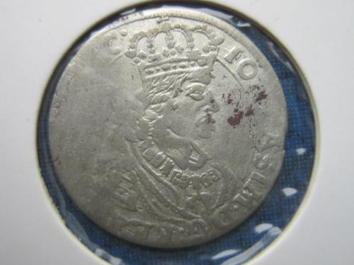 Монета 6 грошей шостак Польша 1661 Ян Казимир серебро