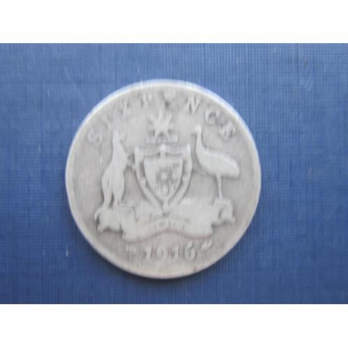 Монета 6 пенсов Австралия 1916 серебро