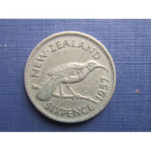 Монета 6 пенсов Новая Зеландия 1957 фауна птица