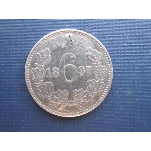 Монета 6 пенсов ЮАР 1897 серебро нечастая
