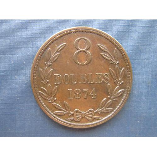 Монета 8 дублей Гернси Великобритания Англия 1874 Виктория состояние