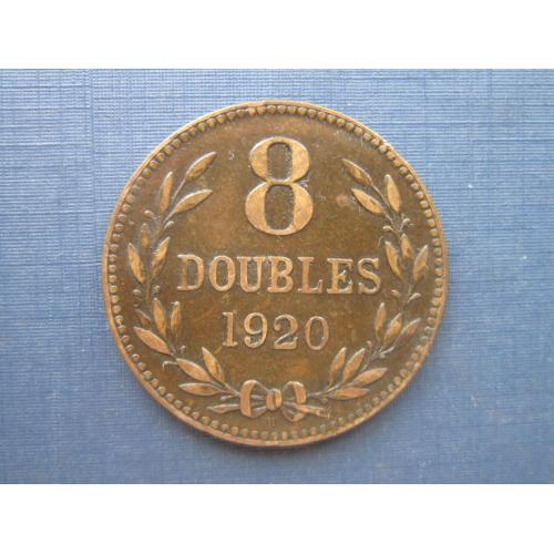 Монета 8 дублей Гернси Великобритания Англия 1920 состояние