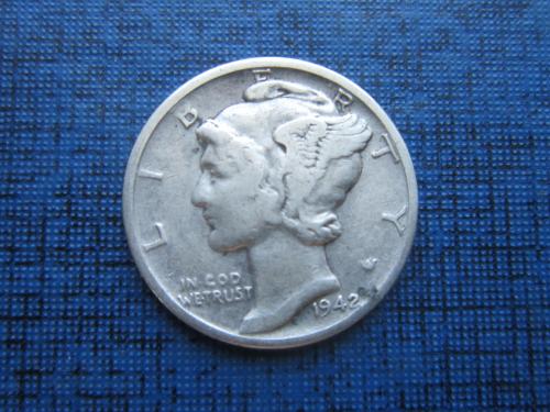 Монета дайм 10 центов США 1942 серебро