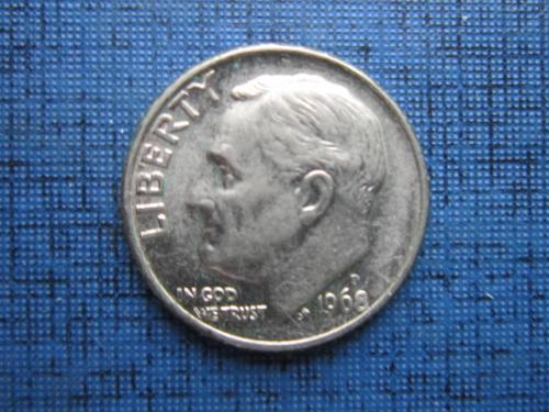 Монета дайм 10 центов США 1968-D