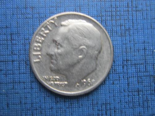 Монета дайм 10 центов США 1968