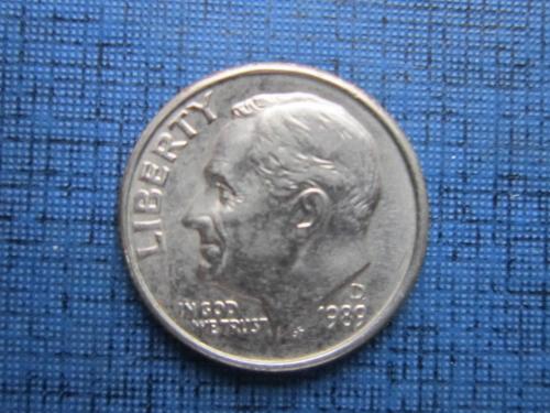 Монета дайм 10 центов США 1989-D
