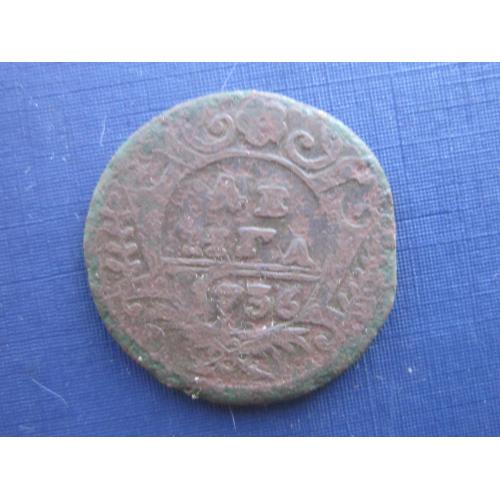 Монета денга 1/2 пол копейки Россия Российская империя 1736