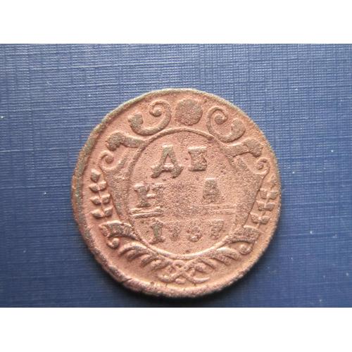 Монета денга 1/2 пол копейки Россия Российская империя 1757