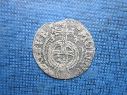 Монета драйпелькер 1.5 гроша Ливония Эльбинг 1633 Густав II Адольф посмертный серебро