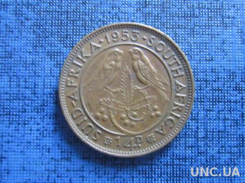 Монета фартинг 1/4 пенни ЮАР 1953
