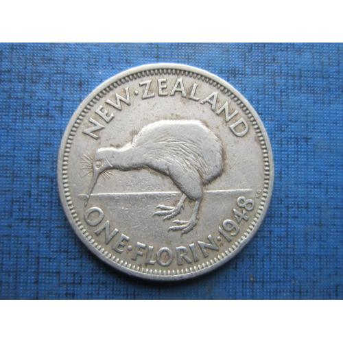 Монета флорин 2 шиллинга Новая Зеландия 1948 фауна птица киви
