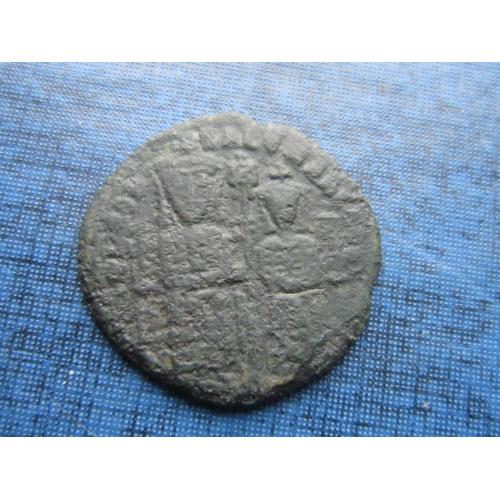 Монета фолис Византия Лев (Лео) VI 886-912 Лев и Александр на двойном троне медь сохран