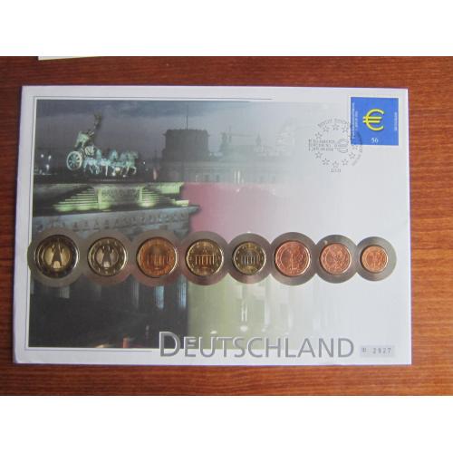Монета конверт 4 марки спецгашение Германия ГДР 5 марок 1990 почта 500 лет нечастая