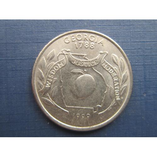 Монета квотер 1/4 четверть доллара 25 центов США 1999 D Джорджия