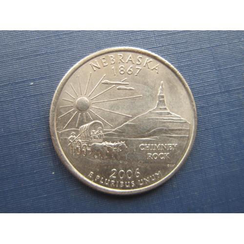 Монета квотер 1/4 четверть доллара 25 центов США 2006 Р Небраска повозка фауна быки волы
