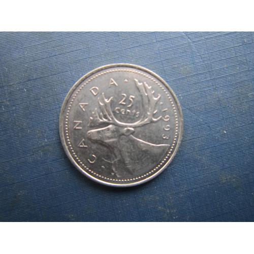 Монета квотер 25 центів Канада 1993 фауна олень