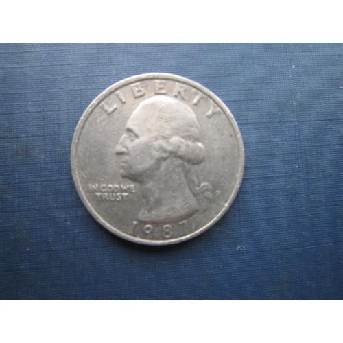 Монета квотер 25 центів США 1987 Р