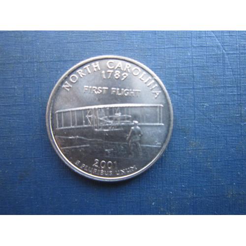 Монета квотер 25 центів США 2001 D Північна Каролина літак