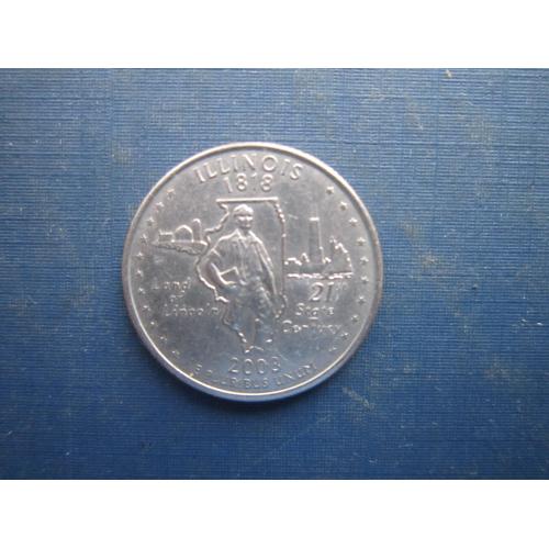 Монета квотер 25 центів США 2003 Р Іллінойс