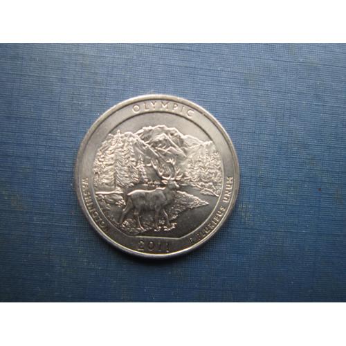 Монета квотер 25 центів США 2011 Р 8-й парк Олімпік Вашингтон фауна олень