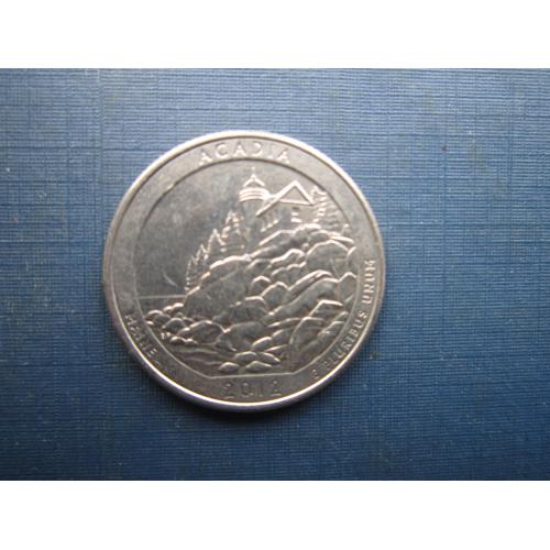 Монета квотер 25 центів США 2012 D 13-й парк Акадія Мен маяк