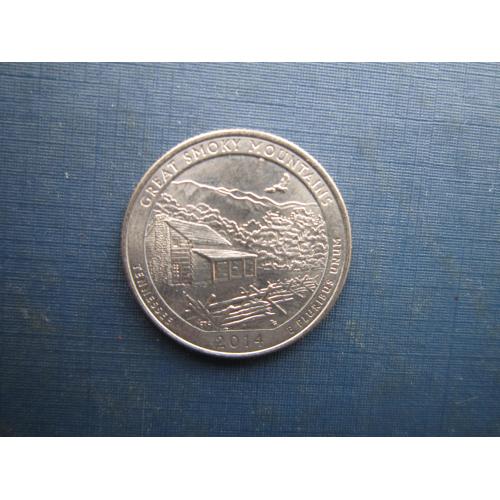 Монета квотер 25 центів США 2014 D 21-й парк  Грейт-Смокі-Маунтінс Теннесі