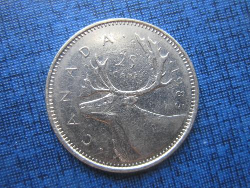 монета квотер 25 центов Канада 1985 фауна олень