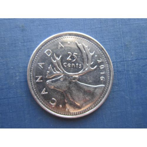 Монета квотер 25 центов Канада 2016 фауна олень
