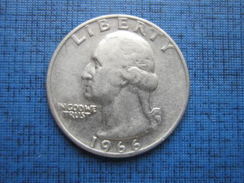 Монета квотер 25 центов США 1966