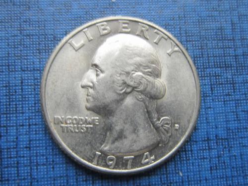 Монета квотер 25 центов США 1974-D